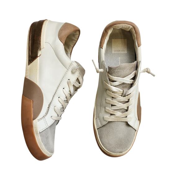 Dolce Vita Womens Zina Lace Up Sneakers Size 8 Rose Gold Platform Suede Leather - Picture 2 of 12